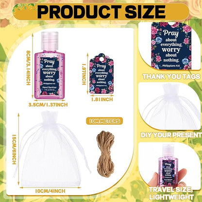 Frienda 24 Set Christian Hand Sanitizer Gift Religious Christian Gifts for Women Christmas Bible Verse Mini Hand Sanitizer Travel Size Bulk with Scripture for Church Teacher Coworker Xmas Party Favors