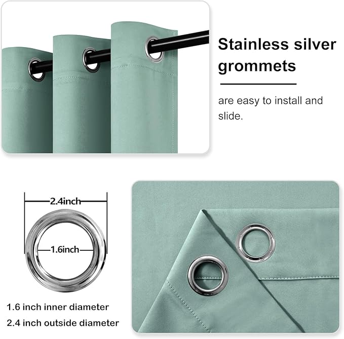 DWCN Blackout Curtains for Living Room, Room Drakening Curtains for Bedroom, Solid Thermal Privacy Protection 45 Inch Window Curtains, Sage, W38 x L45 Inch, Set of 2