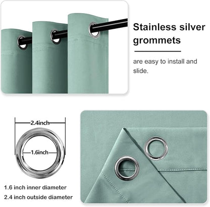 DWCN Blackout Curtains for Living Room, Room Drakening Curtains for Bedroom, Solid Thermal Privacy Protection 45 Inch Window Curtains, Sage, W38 x L45 Inch, Set of 2