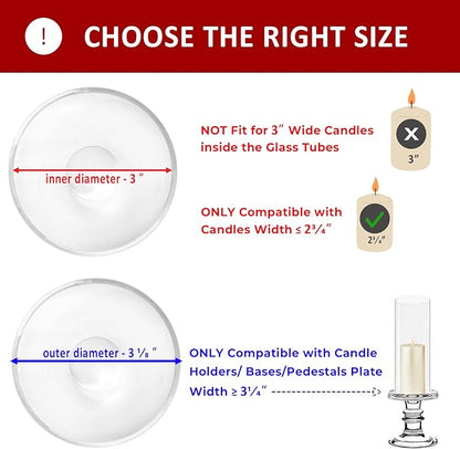 CYS EXCEL 6 PCS (H:10" D:3") Open Ended Glass Hurricane Candleholder Tube Shade Bottomless Candle Chimney Cover