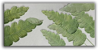 YaSheng Art- Modern minimalist 3D textured wall art Oil Paintings on Canvas Green plant paintings handmade Contemporary Abstract canvas wall art for bedroom Home Wall Deco Oil Painting 30x60inch