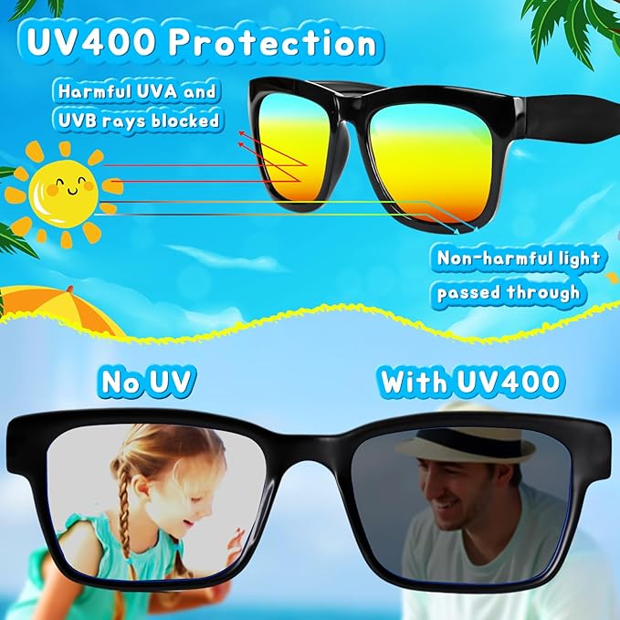 Party Favors for Kids 4-8, 24Packs Neon Sunglasses for Kid, UV400 Protection Sunglasses Bulk, Goodie Bags Stuffers for Kids Pool Birthday Party Supplies
