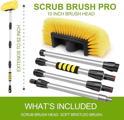 Anyyion 62inch Car Wash Brush with 10 Inch Soft Bristle, On/Off Switch for Car Truck Boat Washing Brush, Perfect for Cleaning House Siding, Auto Cars, Trucks, SUV, RV, Floors and More!