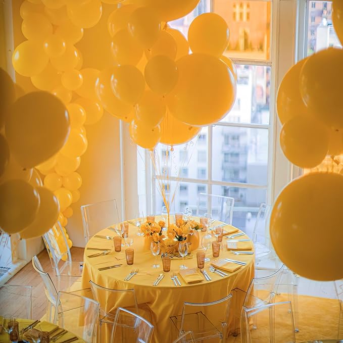PartyWoo Mustard Yellow Balloons 50pcs 12 Inch Yellow Fall Balloons for Birthday Graduation Gender Reveal Engagement Baby Shower Bee Summer Sunflower Little Cutie Lemon Party Decorations Yellow-Y10