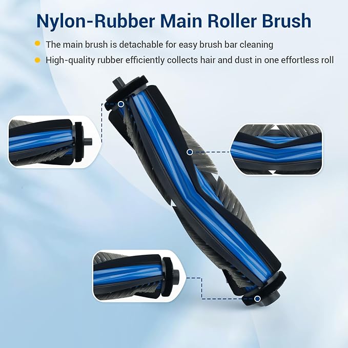 19Pcs Compatible with Ecovacs Deebot X8 Pro Omni,Yeedi S14 Plus Vacuum Cleaner Accessories Kit,1 Rubber Main Brush 1 Mop Roller 6 Side Brush 4 Hepa Filters 6 Vacuum Bags