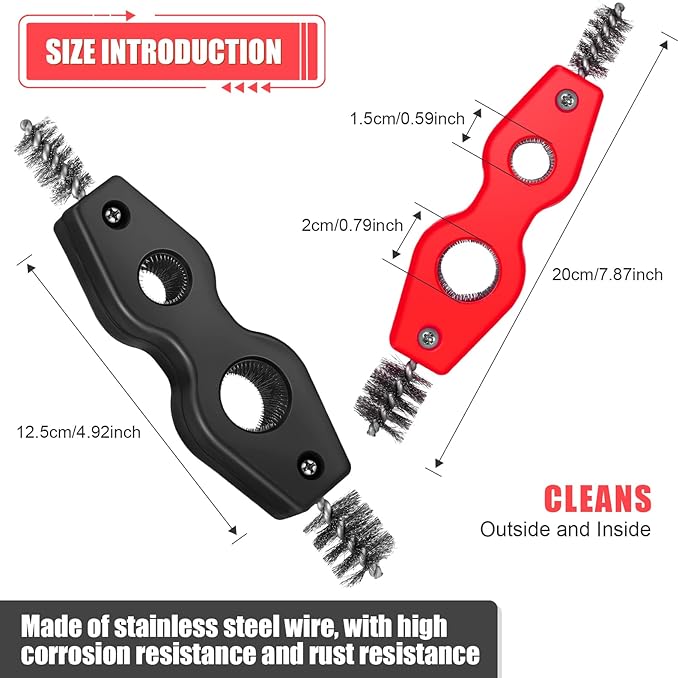 Honoson 4 Pieces Copper Pipe Cleaner 4 in 1 Copper Tubing Brush Pipe Cleans Inside Outside Thread Cleaner Plumber Brush Cleans Tool for Plumbing Installation Soldering Brazing(Black, Red)