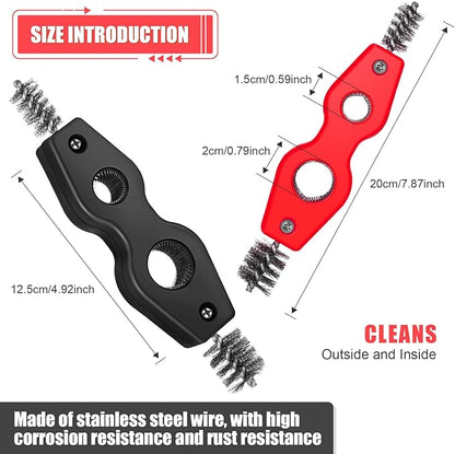 Honoson 4 Pieces Copper Pipe Cleaner 4 in 1 Copper Tubing Brush Pipe Cleans Inside Outside Thread Cleaner Plumber Brush Cleans Tool for Plumbing Installation Soldering Brazing(Black, Red)