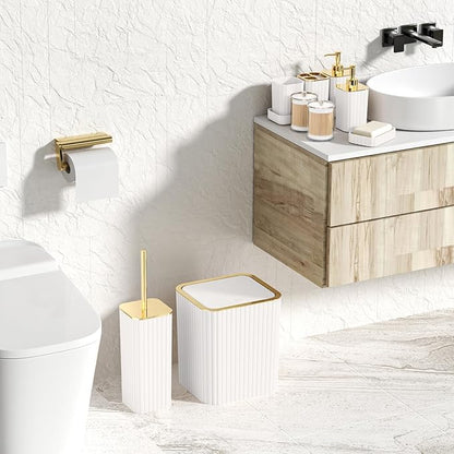 Bathroom Accessories Set- 25PC White Bathroom Set, Bathroom Set with Shower Curtain and Rugs, Pink Shower Curtain Set, Soap Dish & Trash Can