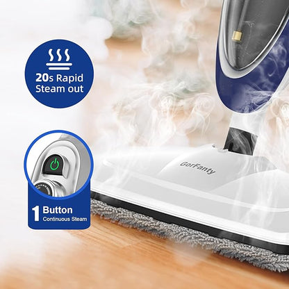 Steam Mop with Detachable Handheld Steamer All-in-one 11 Accessories, 23Ft Power Cord,3-Level Steam,Fast Heating MultiPurpose Steam Cleaner for Hard Floor, Carpets, Furniture, Windows, Clothes etc.