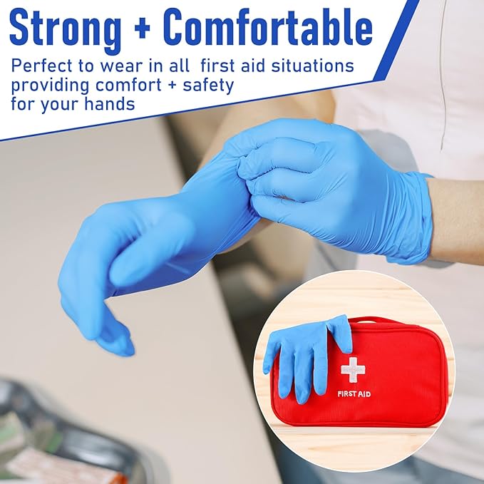 30 Pairs Disposable Emergency Glove Individually Packaged Travel Gloves Travel Trauma Essential Nitrile Glove (Blue)