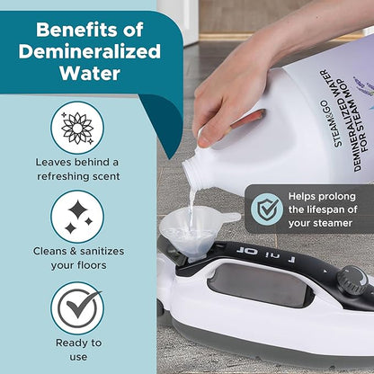Steam & Go Demineralized Water Cleaning Solution for Floor & Multi-Surface Steam Cleaners - Compatible for All Steam Mops - Lavender Scent, 128 oz