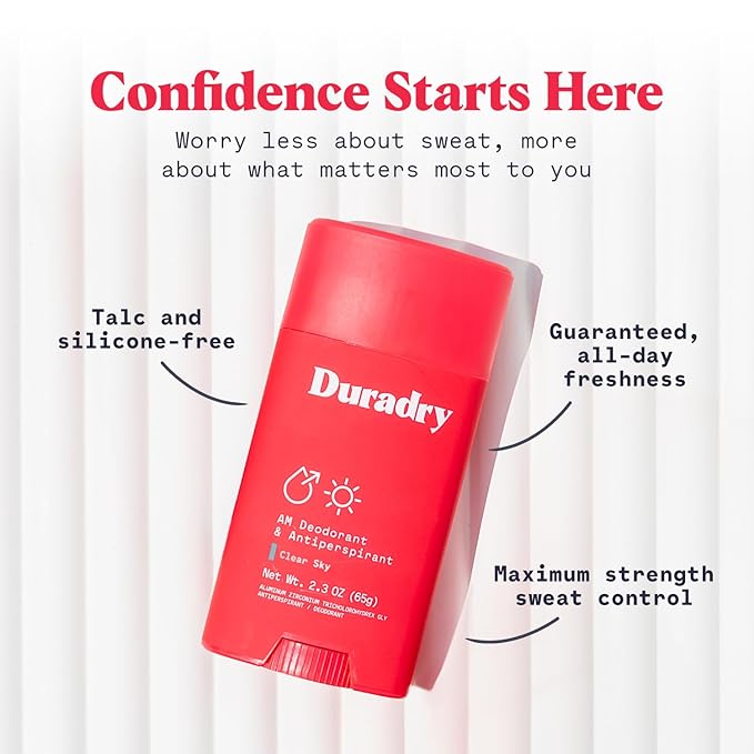 Clinical-Strength Antiperspirant Deodorant for Women and Men - Clean formula with Natural Ingredients, Odor, and Excessive Sweat protection for Armpits - Clear Sky, 2.3 Oz (Pack of 2)