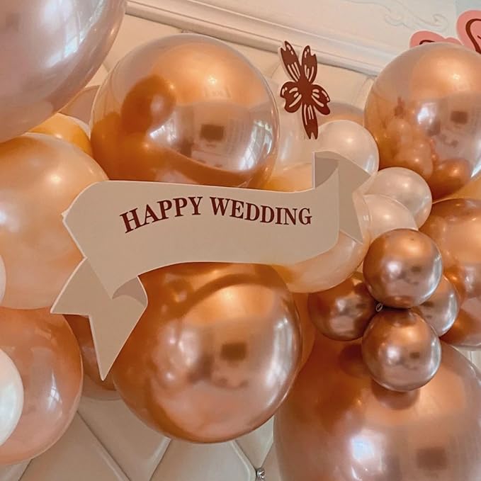 FunHot Rose Gold and White Balloons, 60Pcs Pearl Rose Gold Balloons, 12 Inch Metallic Rose Gold Confetti Balloons Helium Rose Gold Latex Balloons for Baby Shower Wedding Birthday Party Decorations