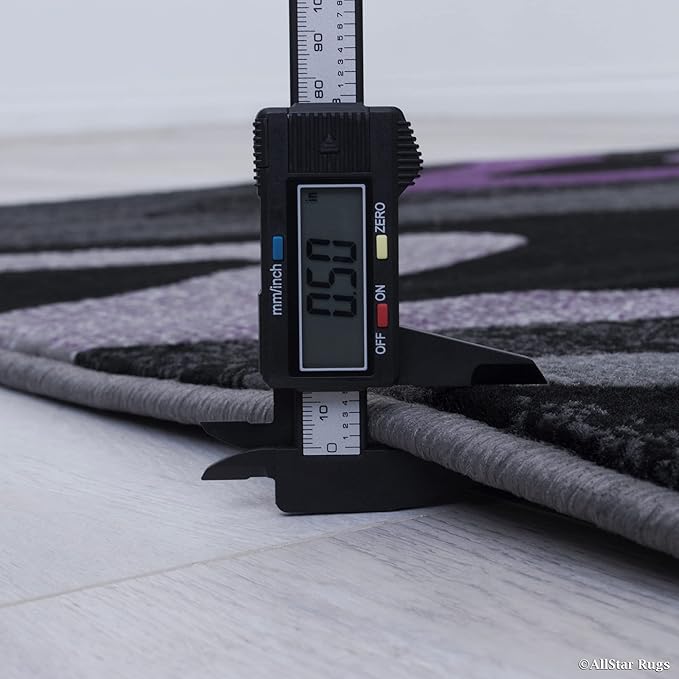 Allstar 8x10 Grey and Gainsboro Grey Modern and Contemporary Rectangular Accent Rug with Purple and Charcoal Grey Wavy Zigzag Design (7' 9" x 9' 8")