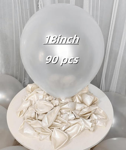 90 Pack White Pearl Balloons 18 inch Pearl White Latex Party Balloon Bulk for Various Party Events Decorations