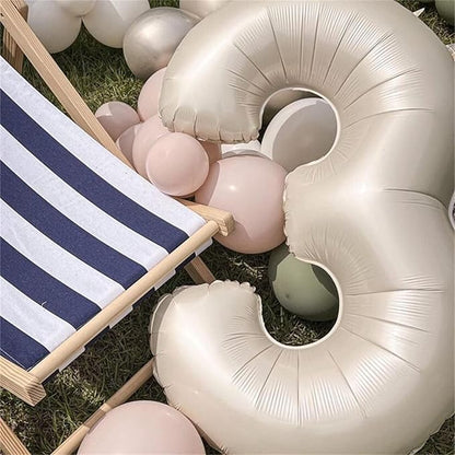 Cream Number Balloons, 40inch Large Beige Number 6 Foil Mylar Helium Balloons for Girls Women, Ivory White Self Inflating Number Balloons 0-9 for Men Boys Birthday Party Celebration Decoration