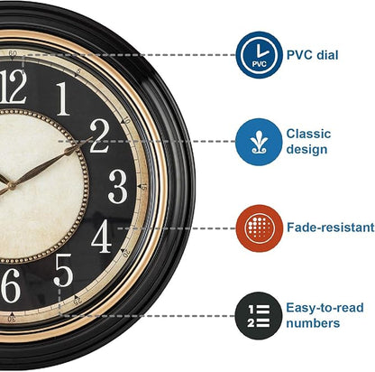 Pacific Bay Norden Huge Decorative Light-Weight 23-inch Wall Clock Silent, Non-Ticking, 3-D Dial, Easy-to-Read, Quartz Battery Operated, Glass Face Cover