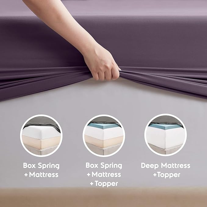 Nestl Twin Sheet Set - 1800 Ultra-Soft Microfiber Twin Bed Sheets - Double Brushed - Deep Pockets - Easy Fit - Extra Soft - 3 Piece Set - Bedding Sheets & Pillowcases (Twin, Purple)