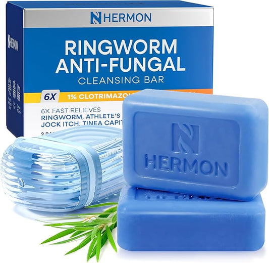 Hermon Powerful Ringworm Antifungal Soap – Treatment for Ringworm, Athlete’s Foot & Jock Itch – Tea Tree Oil & Sulfur Formula – Fungal Soap for Daily Body Wash – 2 Pack