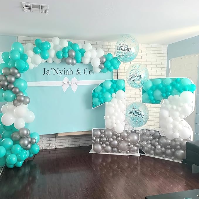 PartyWoo Teal Balloons 50 pcs 12 Inch Pearl Turquoise Aqua Blue Dark Teal Balloons for Graduation Wedding Baby Shower Bridal Shower Gender Reveal Anniversary Birthday Party Decorations Teal-Z13