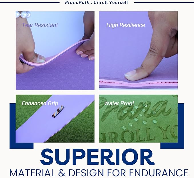 Extra Wide Yoga Mat (72”x32”x6mm) - TPE, Dual-Color, Non-Slip, w/Mesh Carry Bag & Strap