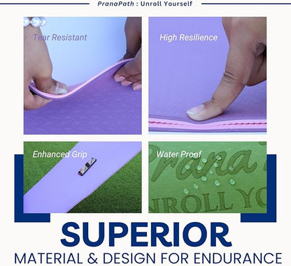 Extra Wide Yoga Mat (72”x32”x6mm) - TPE, Dual-Color, Non-Slip, w/Mesh Carry Bag & Strap