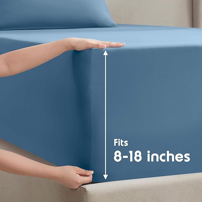 Nestl King Sheet Set - Luxury 1800 Ultra-Soft Microfiber King Bed Sheets - Double Brushed - Deep Pockets - Easy Fit - 4 Piece Set - Bedding Sheets & Pillowcases (King, Blue Heaven)
