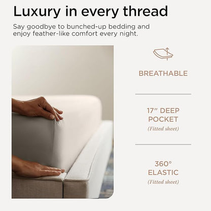 Threadmill Supima King Size Sheets, 1000 Thread Count, 4 Piece American Luxury Bed Sheets for King Mattress, 5 Star Hotel Quality Cotton Sheets with Elasticized Extra Deep Pocket, Taupe