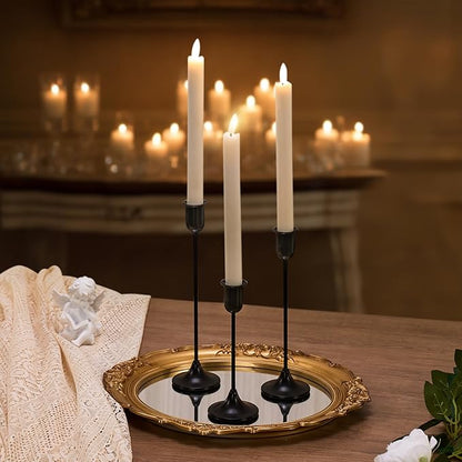 Candle Holder 3 PCS Candlestick Holders, Black Taper Candle Stick Holder, Modern Decorative Centerpiece, Halloween Decor, Gift for Home Fireplace Housewarming Candelabra Décor