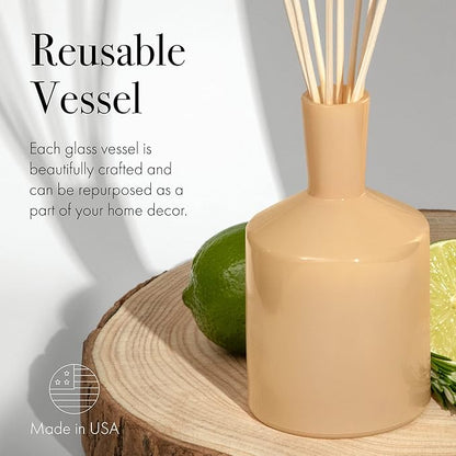 LAFCO New York Classic Reed Diffuser, Paloma Melon - 6 oz - Up to 3 Months Fragrance Life - Reusable Glass Vessel - Natural Wood Reeds - Made in The USA
