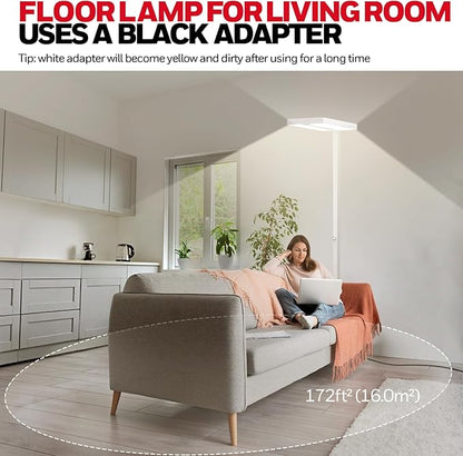 Honeywell 10400LM LED Floor Lamp, 77" Eye-Care Reading Floor Lamps for Living Room, 100W Modern Natural Daylight 4000K Dimmable Bright Stand up Lamps for Living Room for Kids Study Home Office White