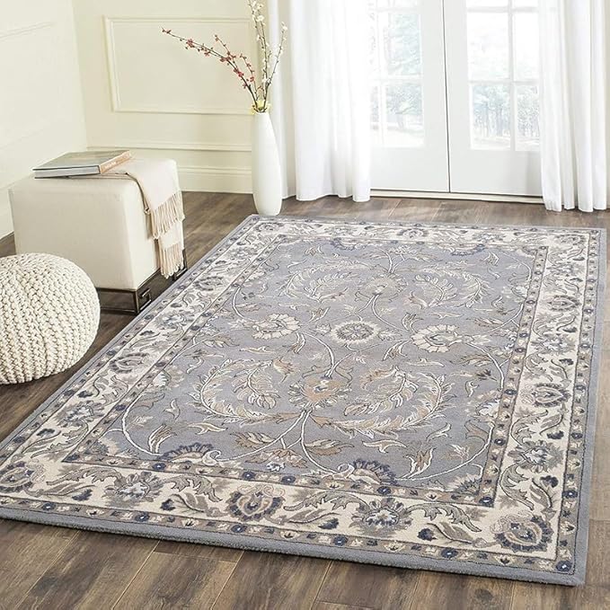 Turkish Oushak – Classic Handcrafted Carpet with Vintage Pattern, Ideal for Bedroom, Living Room & Elegant Décor(Grey, 5' x 8')