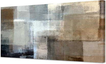 Baisuart Canvas Prints Abstract Wall Art Print Paintings Grey and Brown Stretched Canvas Wooden Framed for living Room Bedroom and Office Home Decor Artwork XLarge 24x48inch