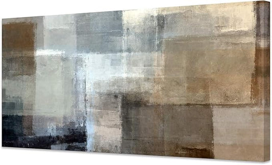 Baisuart Canvas Prints Abstract Wall Art Print Paintings Grey and Brown Stretched Canvas Wooden Framed for living Room Bedroom and Office Home Decor Artwork XLarge 24x48inch