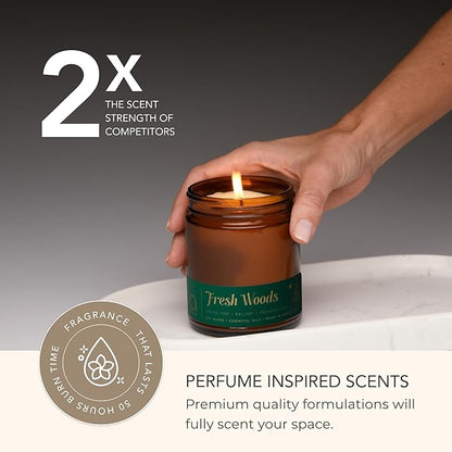 Bia Candle Co Soy Blend Candle, Pine & Balsam with Cypress, Spruce & Cedar – Clean Long Burn, Lead-Free Wick, Handmade in USA – Fresh Woods Scent,7 oz