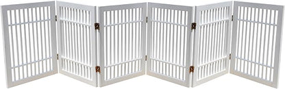Pet Dog Gate Strong and Durable Freestanding Folding Acacia Hardwood Portable Wooden Fence Indoors or Outdoors by Urnporium (White Pet Gate, 6 Panel 24" Tall)