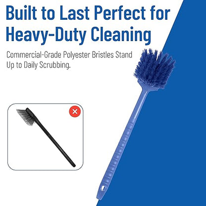 SPARTA 40501EC14 Plastic Large Scrub Brush, Kitchen Brush, Utility Brush With Long Handle For Cleaning, 20 Inches, Blue, (Pack of 6)