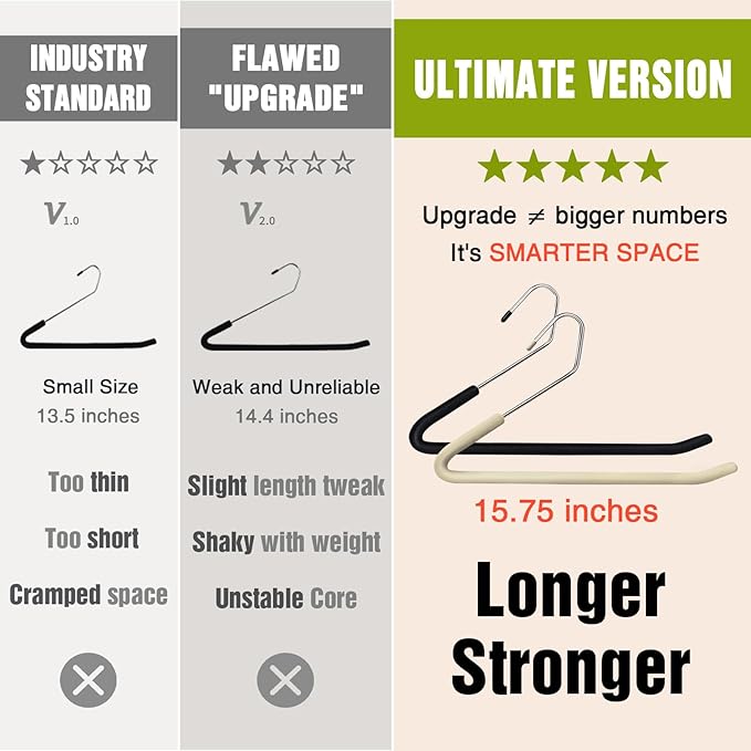 Spring Fever Open Ended Non Slip Sponge Padded Pants Hangers - Chrome Plating Foam Heavy Duty Space Saving Beige Long 20