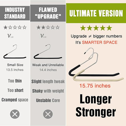 Spring Fever Open Ended Non Slip Sponge Padded Pants Hangers - Chrome Plating Foam Heavy Duty Space Saving Beige Long 20