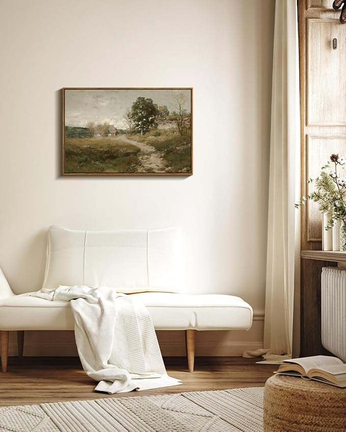 InSimSea Framed Canvas Wall Art Vintage Decor, Vintage Countryside Landscape Farmhouse Decor, Large Wall Art for Living Room Decorations, French Country Home Decor Wall Prints, 20"x30"