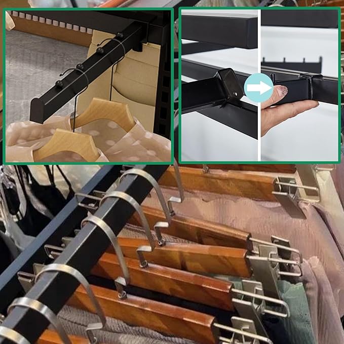 Black Clothing Racks with Removable 6/8 Arms Floor Standing Metal Garment Rack with Wheels Heavy Retail Display Racks Shirt Clothes Display Stand for Boutiques (59 * 19.6 * 61.02in)