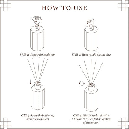 Reed Diffuser Set, Sandalwood Scented Oil Diffuser, 6.76 fl oz (200 ml) Home Fragrance Diffuser with Reed Sticks, Air Fresheners for Home, Bathroom Shelf Decor