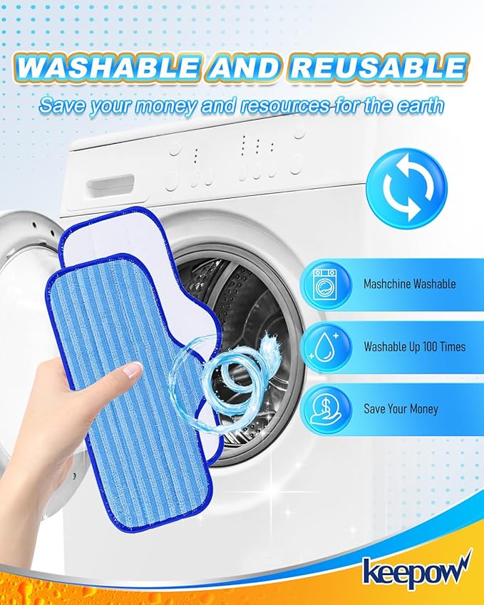 KEEPOW Washable Microfiber Pads Compatible with Dupray Neat Steam Cleaner, Steam Mop Pads Accessories for Dupray Neat Steam Cleaner, 6 Pack Reusable Steamer Pads Replacement