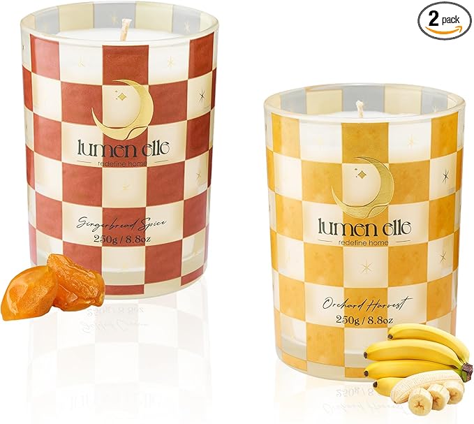 Winter Candle Gift Set for Women (2-Pack) - Gourmand, Fruity & Sweet Scented Soy Wax Candles, Clean Burning, Eco-Friendly, Cozy Home Decor Gift (8.8 oz Each) (Joyride Set No. 01)