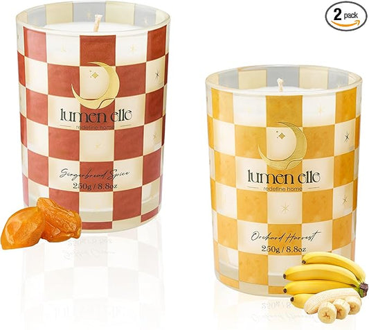 Winter Candle Gift Set for Women (2-Pack) - Gourmand, Fruity & Sweet Scented Soy Wax Candles, Clean Burning, Eco-Friendly, Cozy Home Decor Gift (8.8 oz Each) (Joyride Set No. 01)