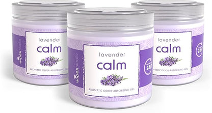 Wipex Odor Absorbing Gel Jar - Lavender, 15 Oz - Odor Eliminator for Home, Effective Odor Absorber, Long-Lasting Freshness, Ideal for Rooms, Offices, & Yoga Studios, 3Pk