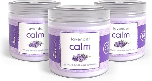 Wipex Odor Absorbing Gel Jar - Lavender, 15 Oz - Odor Eliminator for Home, Effective Odor Absorber, Long-Lasting Freshness, Ideal for Rooms, Offices, & Yoga Studios, 3Pk