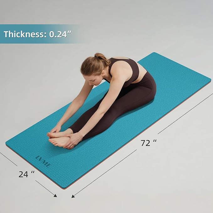 Yoga Mat Non Slip, Anti-Tear 1/4 Thick TPE Yoga Mats for Women and Men, a stylish and practical dual-tone yoga mat.72"x24" Exercise & Fitness Mat with Carrying Strap, Workout Mats for Yoga, Pilates and Floor Exercise