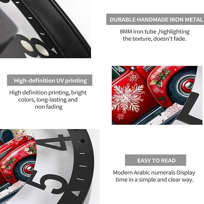 Wall Clock 10 Inch Silent Non-Ticking Modern Clocks Battery Operated - Analog Small Classic for Office, Home, Living Room,Bathroom, Kitchen, Bedroom, School,Snowman Clock
