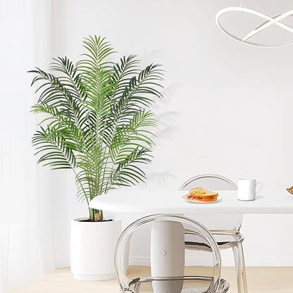 Artificial Palm Tree 5.5ft Tall Fake Palm Tree Indoor Decor with 15 Trunks and Real Bark Design Faux Tropical Areca Palm Silk Floor Plant